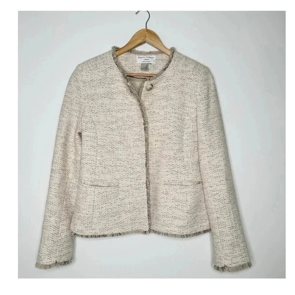 Helene Berman London Cream Tweed Fringe Blazer Size Medium - Picture 1 of 13